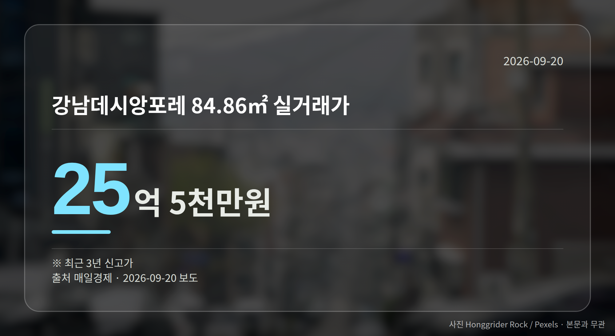 강남데시앙포레 84.86㎡ 실거래가 25억 5천만원을 보여주는 그래픽
